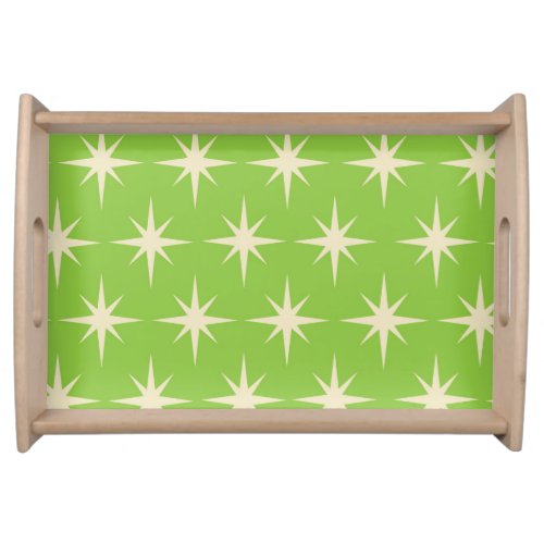 Retro Atomic stars pattern on lime green     Serving Tray