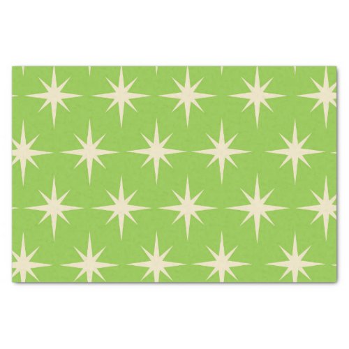 Retro Atomic stars pattern on lime green   Tissue Paper