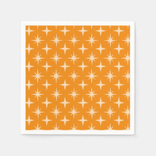 Retro Atomic Stars Pattern on Orange  Napkins