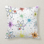 Retro Atomic Throw Pillow<br><div class="desc">A throw back to the Atomic Age of the 50's and early 60's with retro atomic shapes and colors. Perfect for retro quilts, wrapping paper, dress making among other uses. Also makes a great addition to any retro futurism decor and design needs.</div>