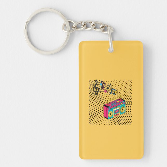 Retro audio boombox. keychain (Front)