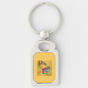 Retro audio boombox. keychain