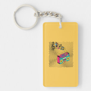 Retro audio boombox. keychain