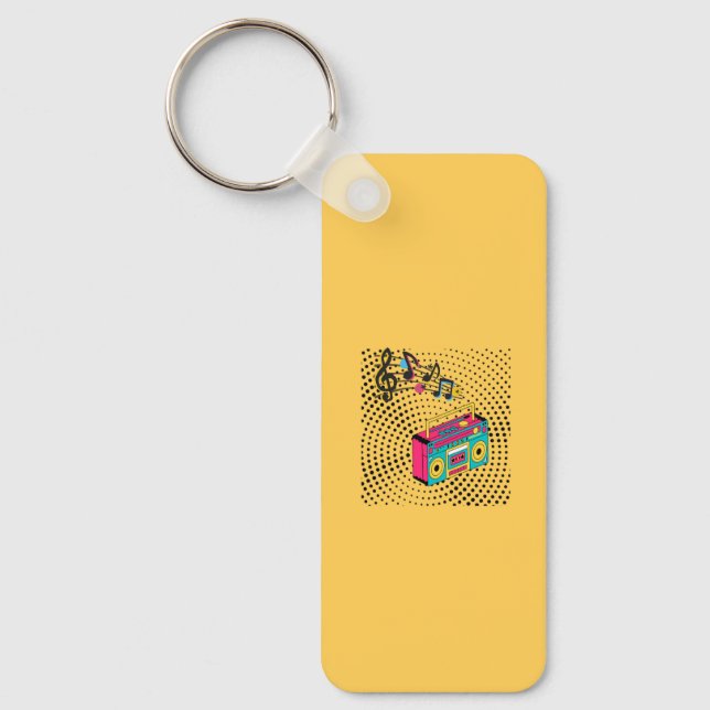 Retro audio boombox. keychain (Front)
