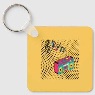 Retro audio boombox. keychain