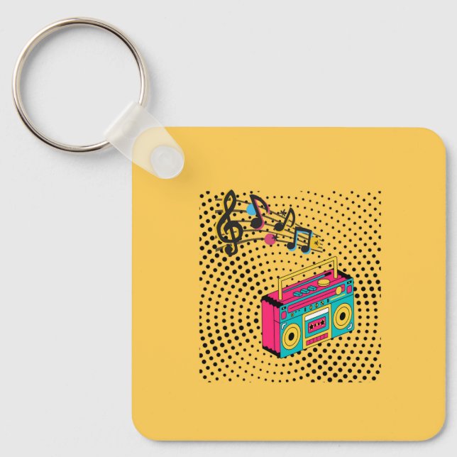 Retro audio boombox. keychain (Front)