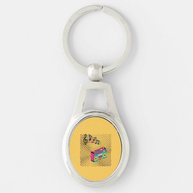 Retro audio boombox. keychain (Front)