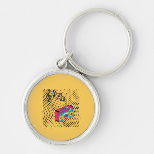 Retro audio boombox. keychain