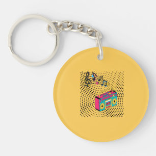 Retro audio boombox. keychain