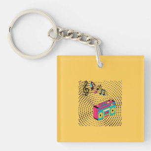 Retro audio boombox. keychain