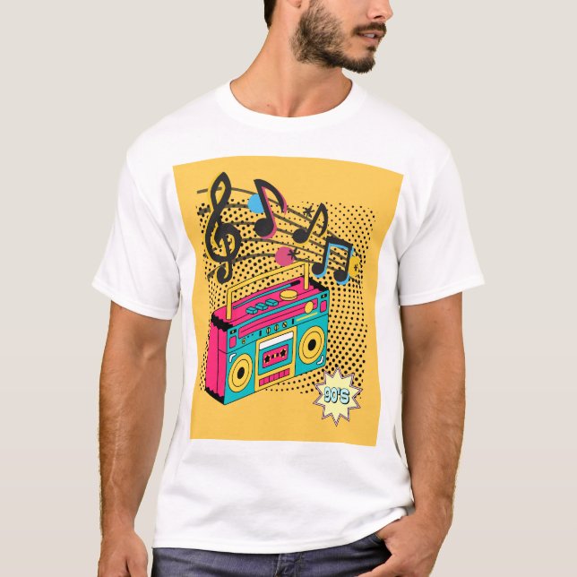 Retro audio boombox. T-Shirt (Front)