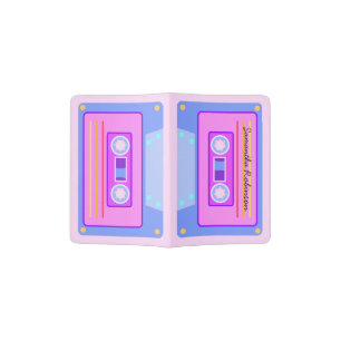 Retro Audio Cassette Pastel Pink Passport Holder