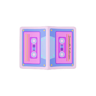 Retro Audio Cassette Pastel Pink Passport Holder