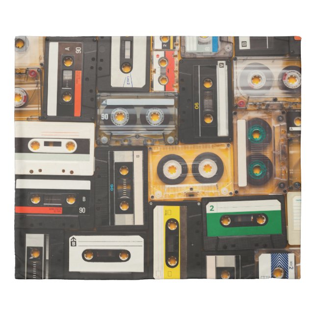 Retro audio cassette tape duvet cover (Front)