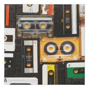 Retro audio cassette tape faux canvas print