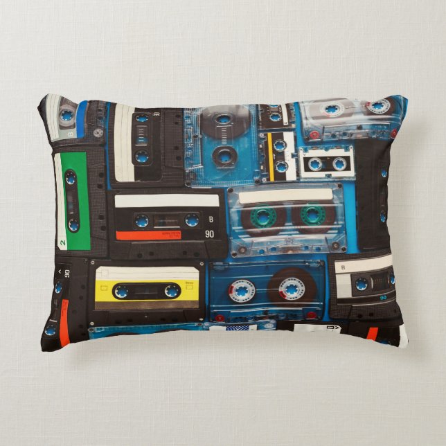 Retro audio cassette tapes accent pillow (Front)