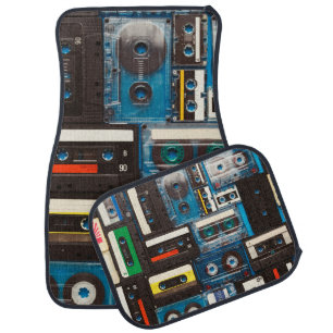 Retro audio cassette tapes car floor mat