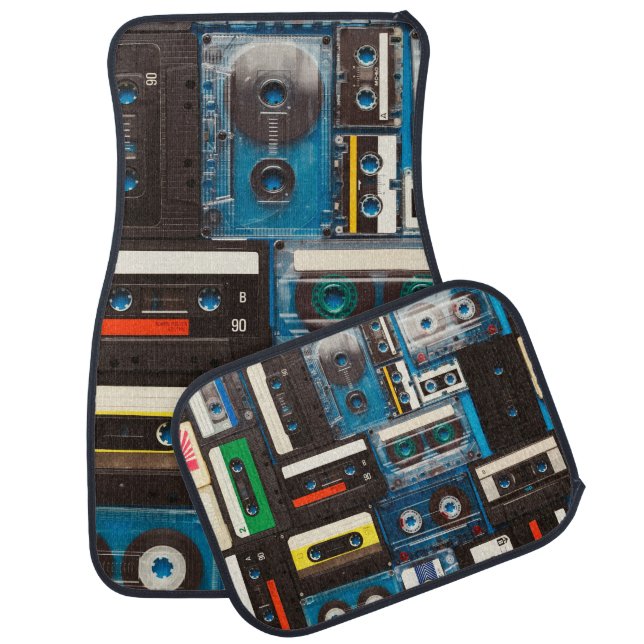 Retro audio cassette tapes car floor mat (Set)
