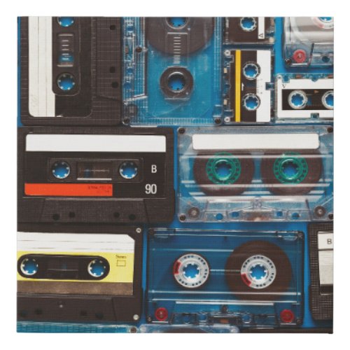 Retro audio cassette tapes faux canvas print