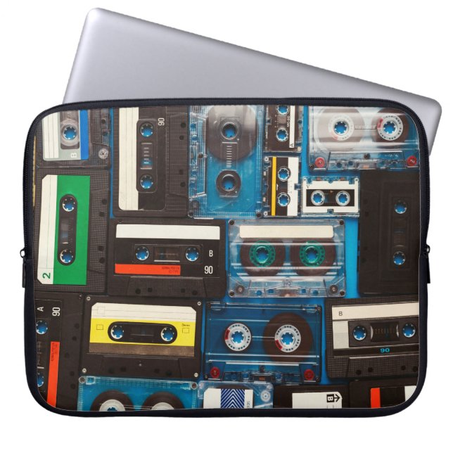 Retro audio cassette tapes laptop sleeve (Front)