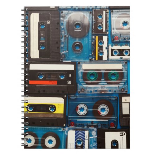 Retro audio cassette tapes notebook