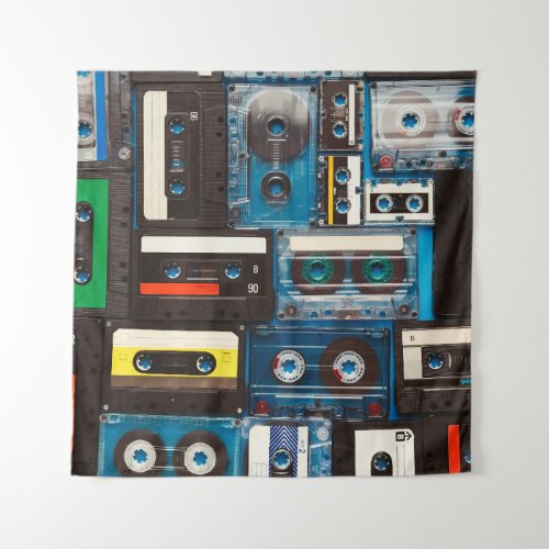 Retro audio cassette tapes tapestry