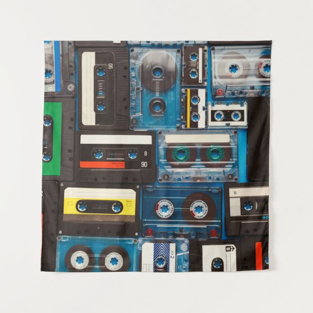 Retro audio cassette tapes tapestry (Front)