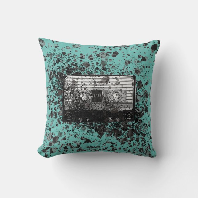 Retro Audio Cassette Throw Pillow (Front)