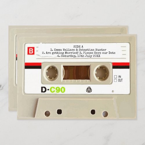 Retro audio cassette Wedding Save The Date