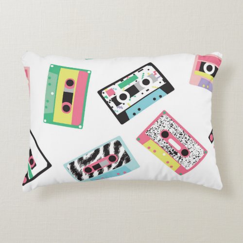 Retro Audio Tapes 80s Seamless Accent Pillow