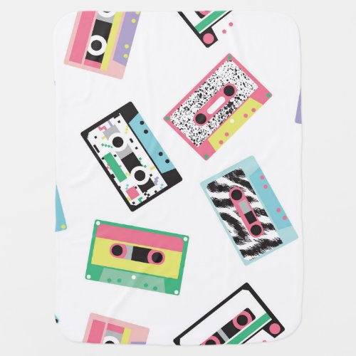 Retro Audio Tapes 80s Seamless Baby Blanket