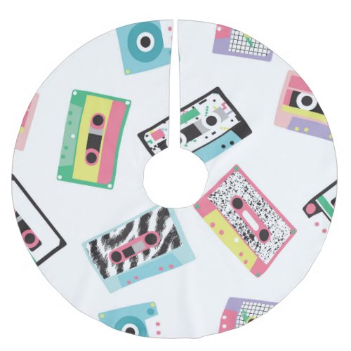 Retro Audio Tapes 80s Seamless Brushed Polyester Tree Skirt