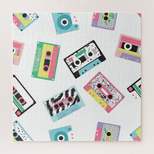 Retro Audio Tapes 80s Seamless Jigsaw Puzzle