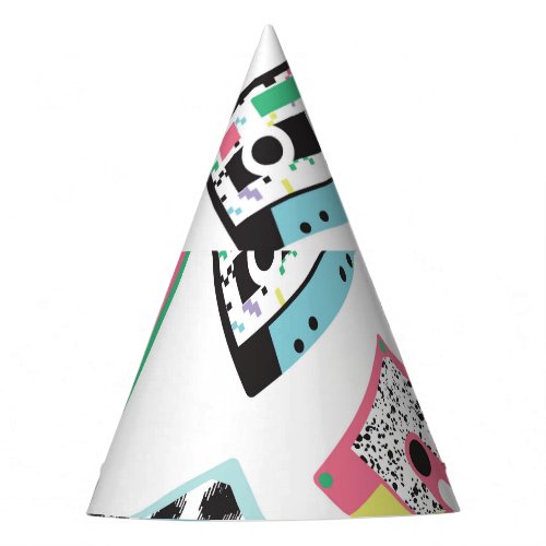 Retro Audio Tapes 80s Seamless Party Hat