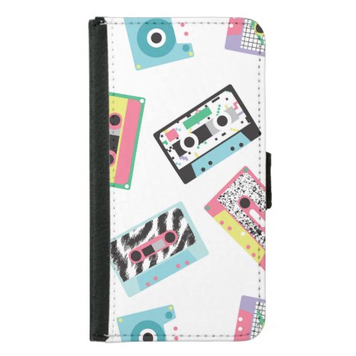 Retro Audio Tapes 80s Seamless Samsung Galaxy S5 Wallet Case