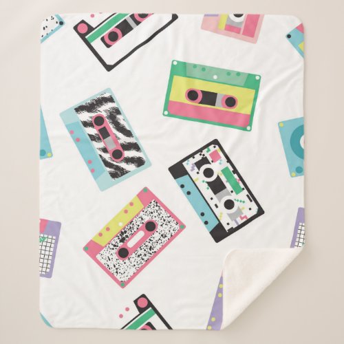 Retro Audio Tapes 80s Seamless Sherpa Blanket