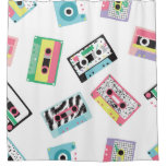 Retro Audio Tapes: 80s Seamless. Shower Curtain