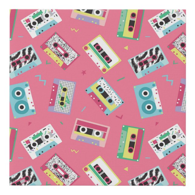 Retro Audio Tapes: 80s Style. Faux Canvas Print (Front)