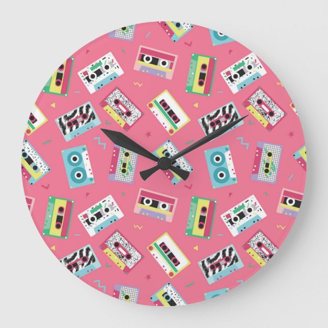 Retro Audio Tapes: 80s Style. Large Clock (Front)