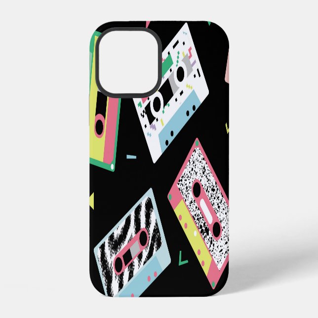 Retro audio tapes, 80s style pattern. iphone case (Back)