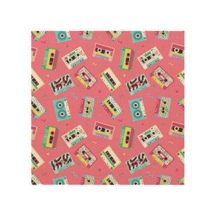 Retro Audio Tapes: 80s Style. Wood Wall Art