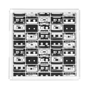 Retro audio tapes, old-fashioned pattern. acrylic tray