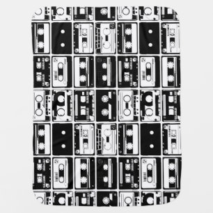 Retro audio tapes, old-fashioned pattern. baby blanket