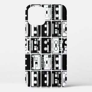 Retro audio tapes, old-fashioned pattern. iPhone 12 case