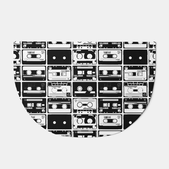 Retro audio tapes, old-fashioned pattern. doormat (Front)