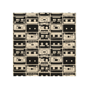 Retro audio tapes, old-fashioned pattern. wood wall art