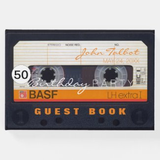 Retro Audiotape 50th birthday Guest Book