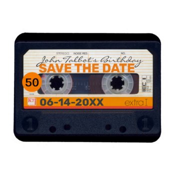 Retro Audiotape 50th Birthday Save The Date Fm2 Magnet by ReneBui at Zazzle
