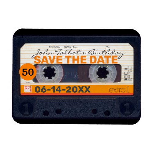 Retro Audiotape 50th birthday Save the date FM2 Magnet