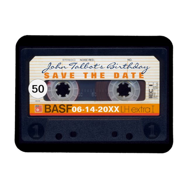 Retro Audiotape 50th birthday Save the date Magnet (Horizontal)